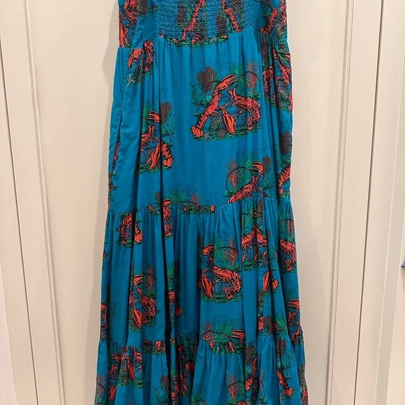 J. Crew Lobster Teal Smocked Dress 6 - Picture 4 of 6